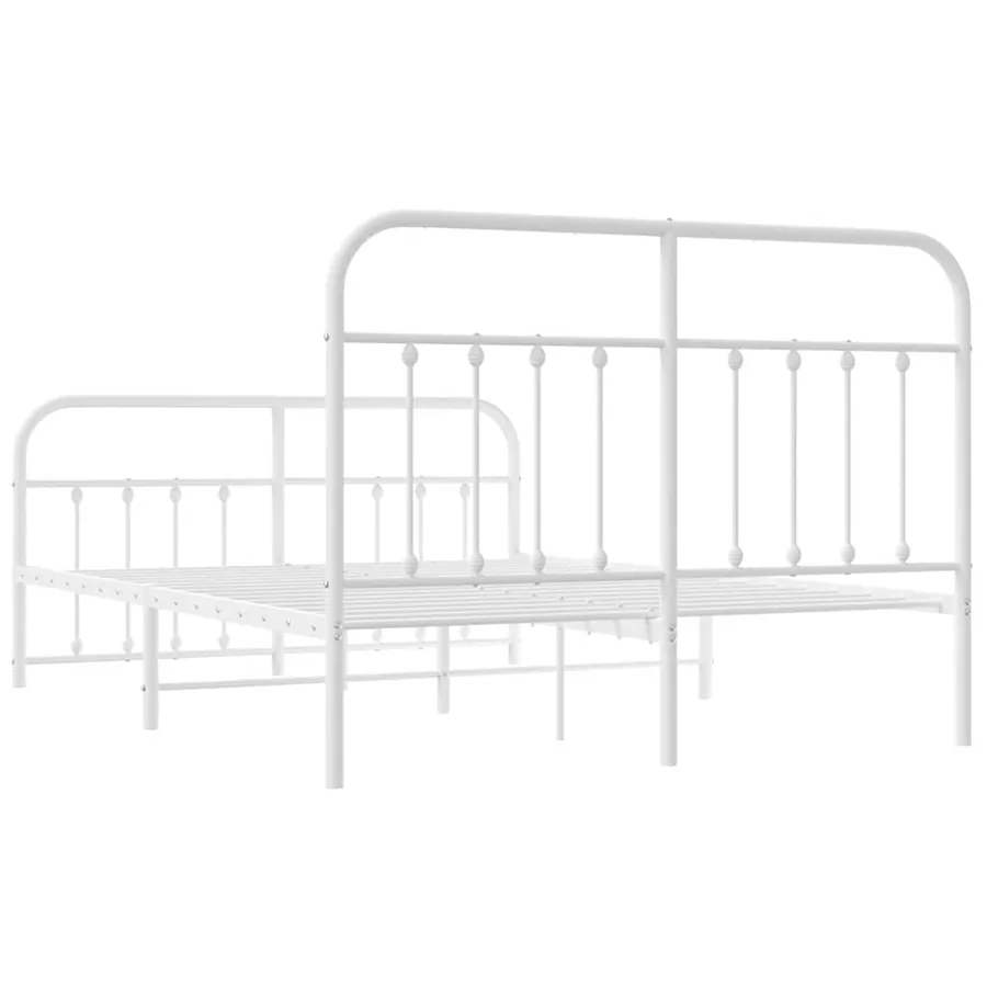 Cadre de lit métal sans matelas et pied de lit blanc 140x190 cm - 8