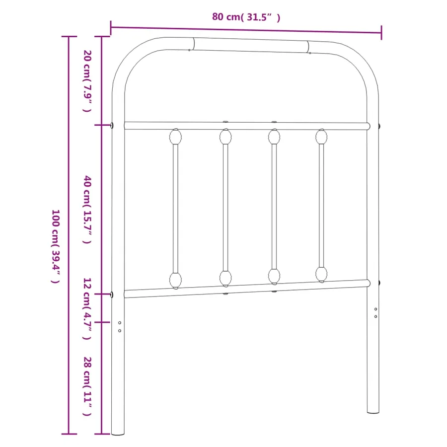 Tête de lit de remplacement métal blanc 75 cm - 7