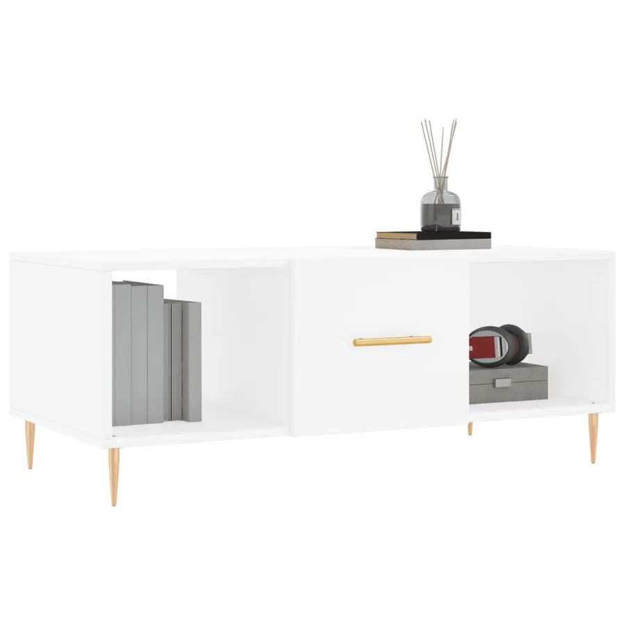 Table basse blanc 102x50x40 cm bois d'ingénierie - 3