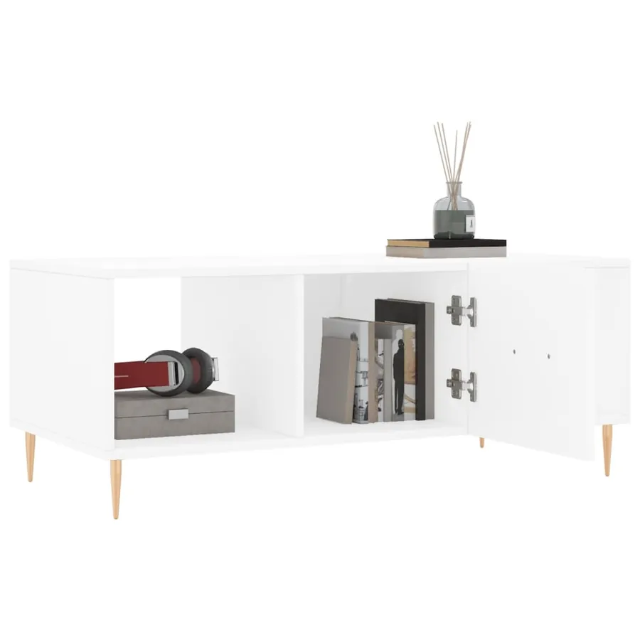 Table basse blanc 102x50x40 cm bois d'ingénierie - 4