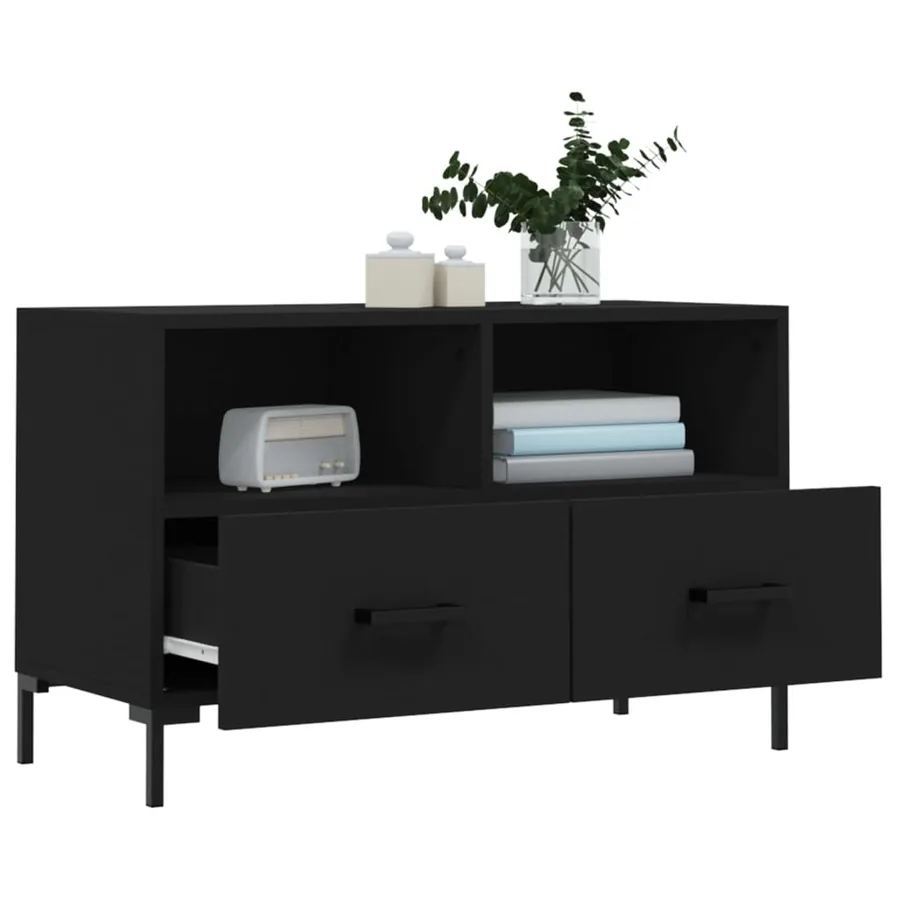 Meuble TV Noir 80x36x50 cm Bois d'ingénierie - 4