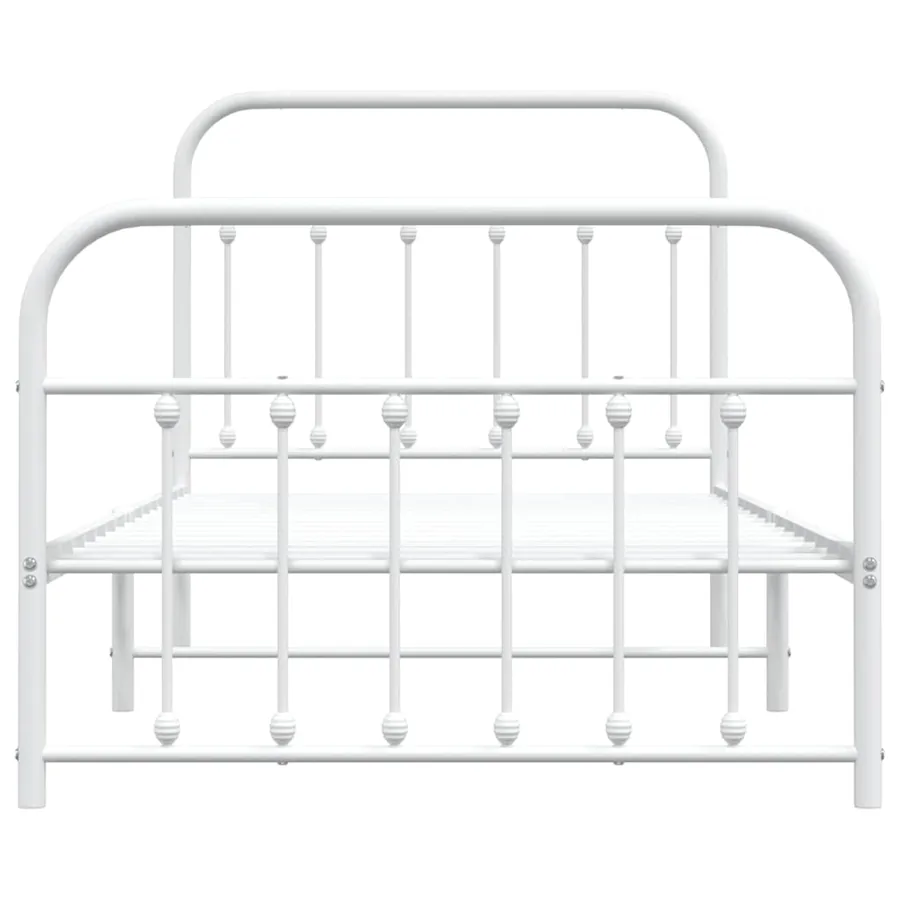 Cadre de lit métal sans matelas et pied de lit blanc 100x190 cm - 6