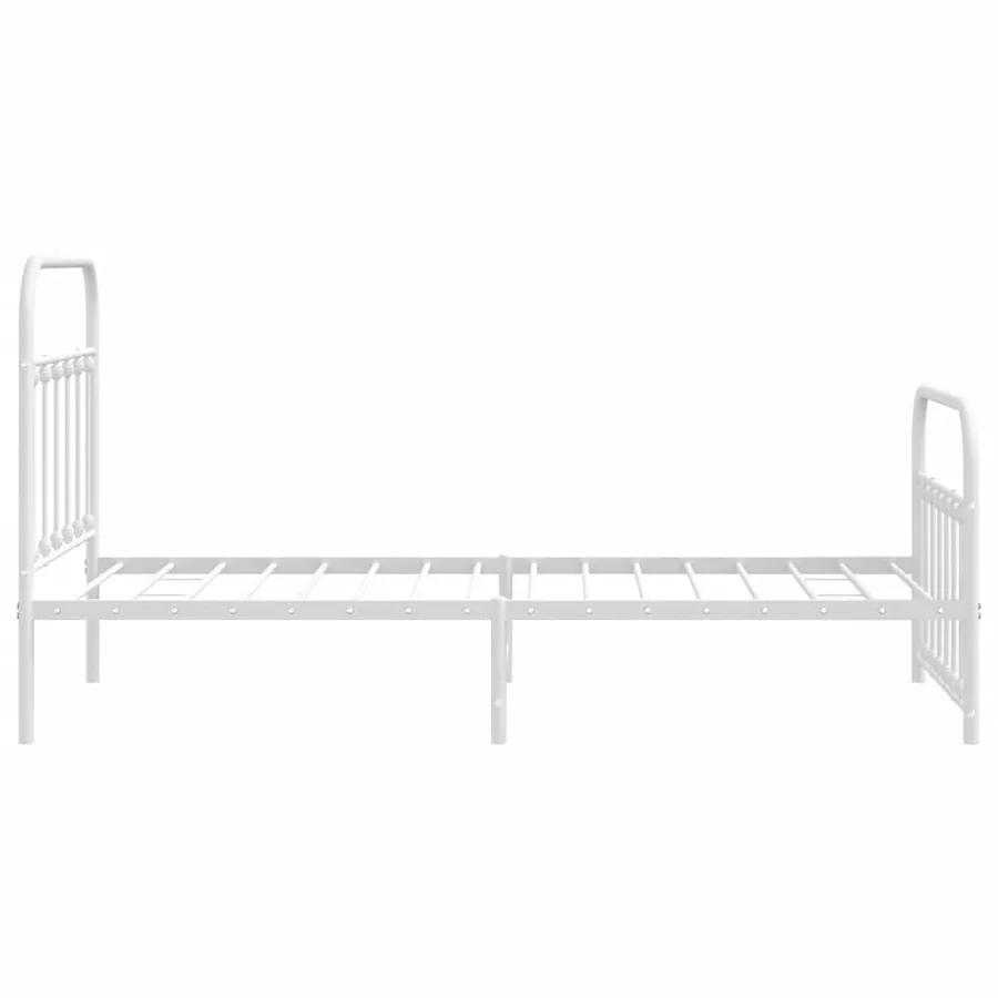 Cadre de lit métal sans matelas et pied de lit blanc 100x190 cm - 7