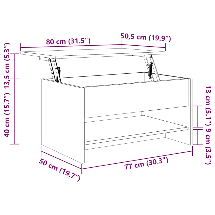 Table basse Chêne sonoma 80x50x40 cm Bois d'ingénierie - 9