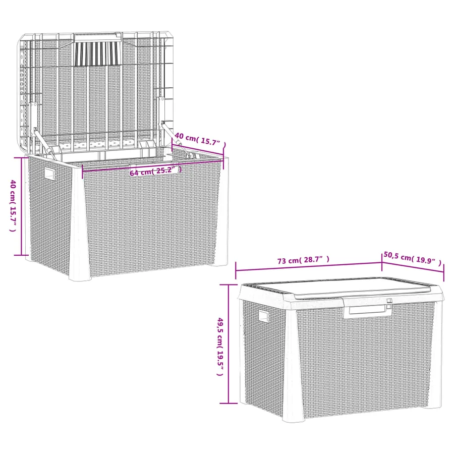 Boîte de rangement jardin coussin de siège anthracite 125 L PP - 10