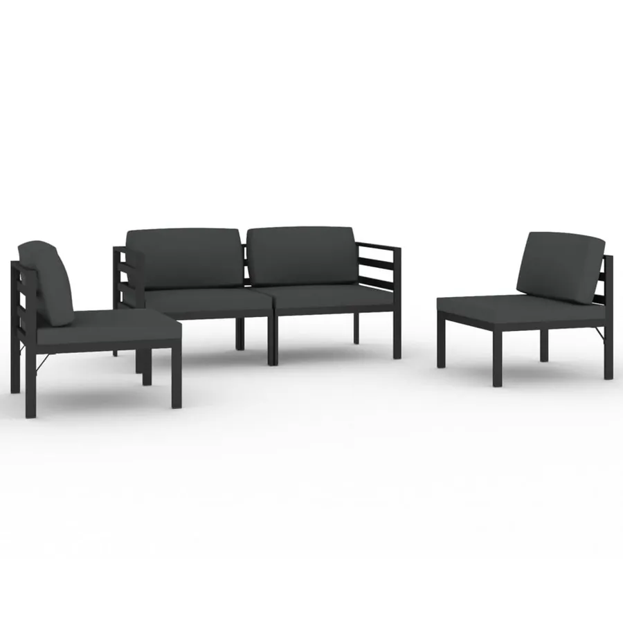 Salon de jardin 4 pcs avec coussins Aluminium Anthracite - 2