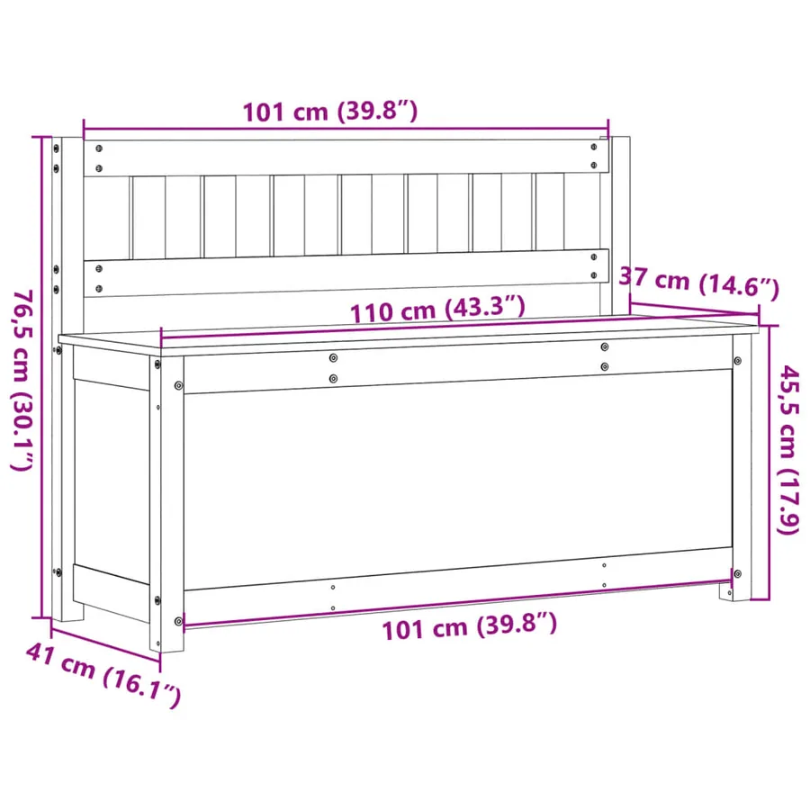 Banc 110x41x76,5 cm Bois de pin massif - 12