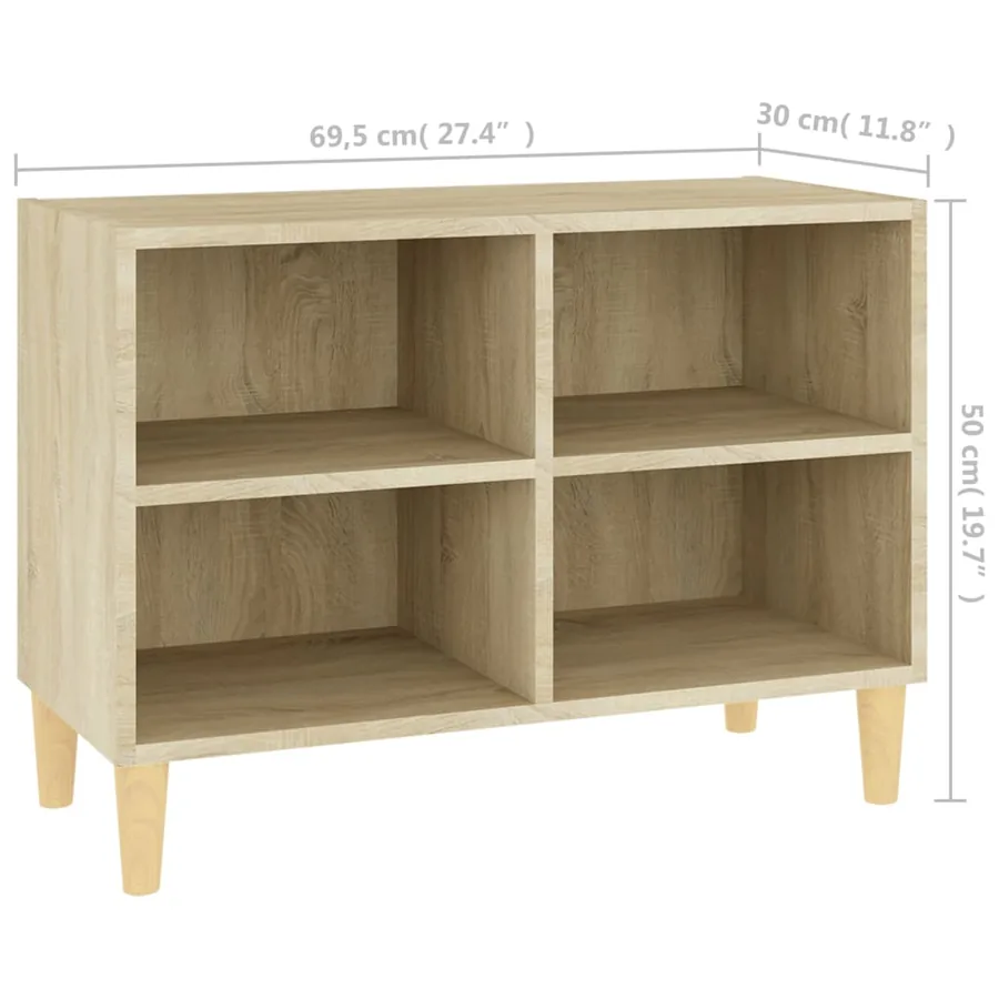 Meuble TV avec pieds en bois massif Chêne sonoma 69,5x30x50 cm - 6