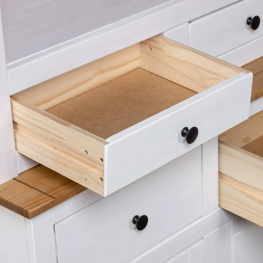 Buffet haut Blanc 93x40,5x180 cm Pin Gamme Panama - 6