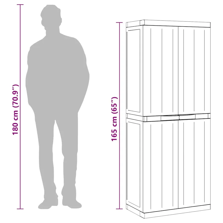 Armoire de rangement d'extérieur noir 65x37x165 cm PP - 13