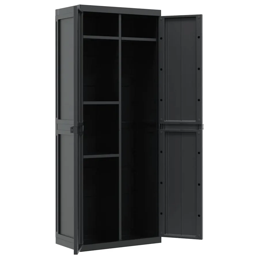 Armoire de rangement d'extérieur noir 65x37x165 cm PP - 6