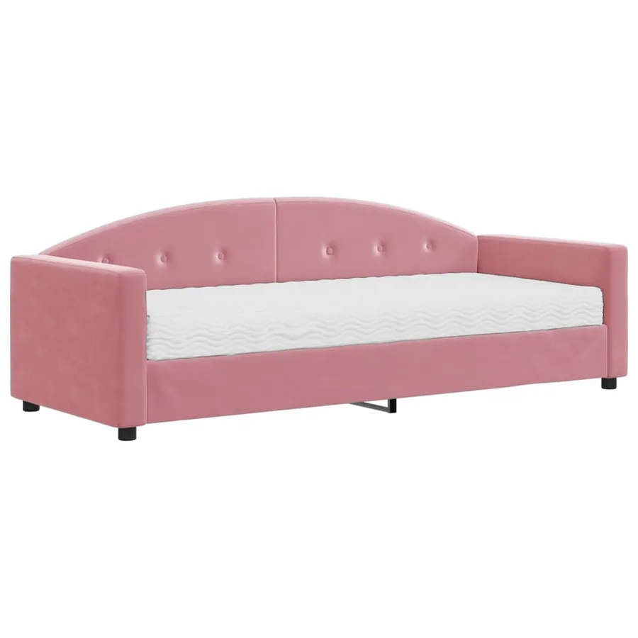 Lit de jour avec matelas rose 80x200 cm velours - 2