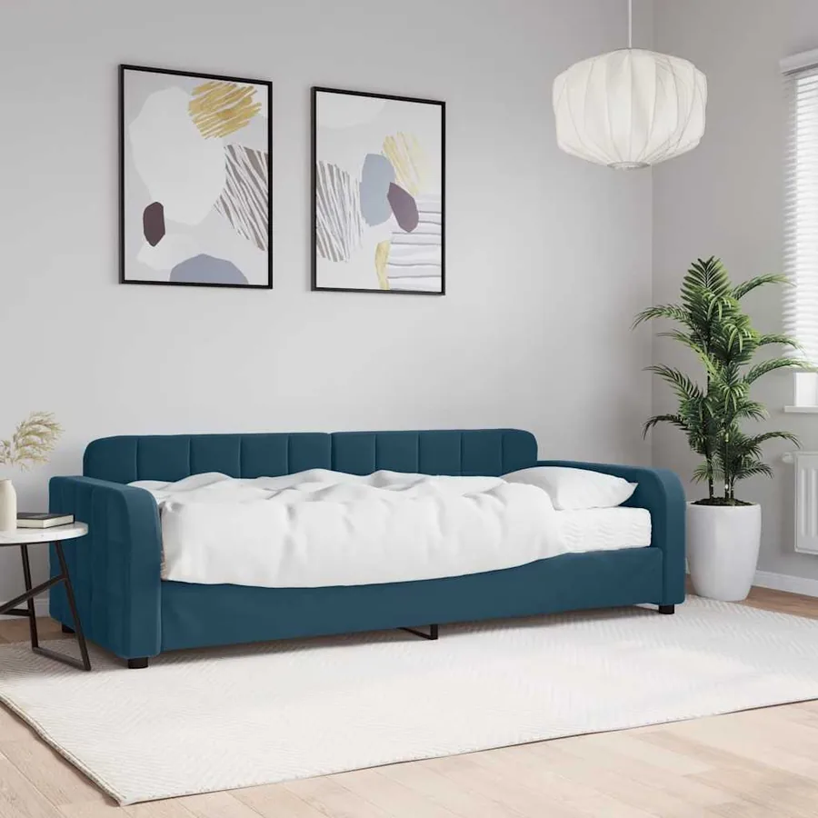 Lit de jour avec matelas bleu 80x200 cm velours