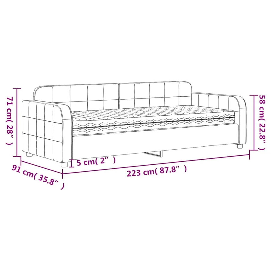 Lit de jour avec matelas bleu 80x200 cm velours - 12