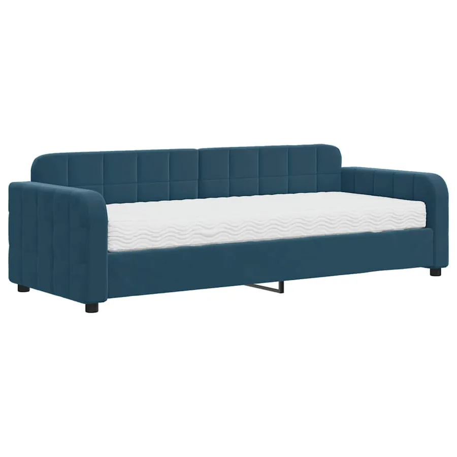 Lit de jour avec matelas bleu 80x200 cm velours - 2