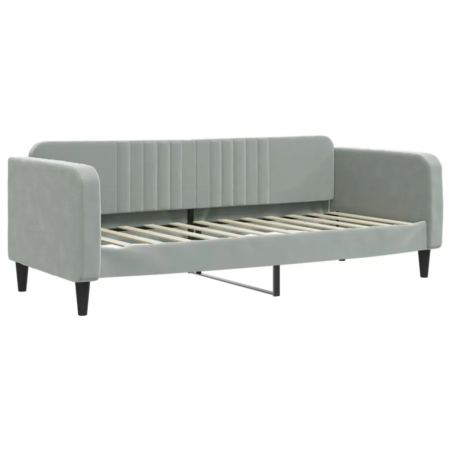 Lit de jour avec matelas gris clair 80x200 cm velours - 3