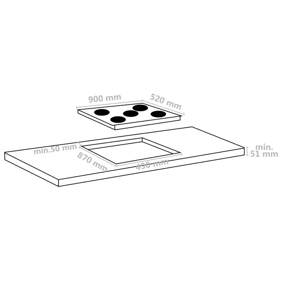 Plaque de cuisson Céramique 5 brûleurs Contrôle tactile 8500 W - 5
