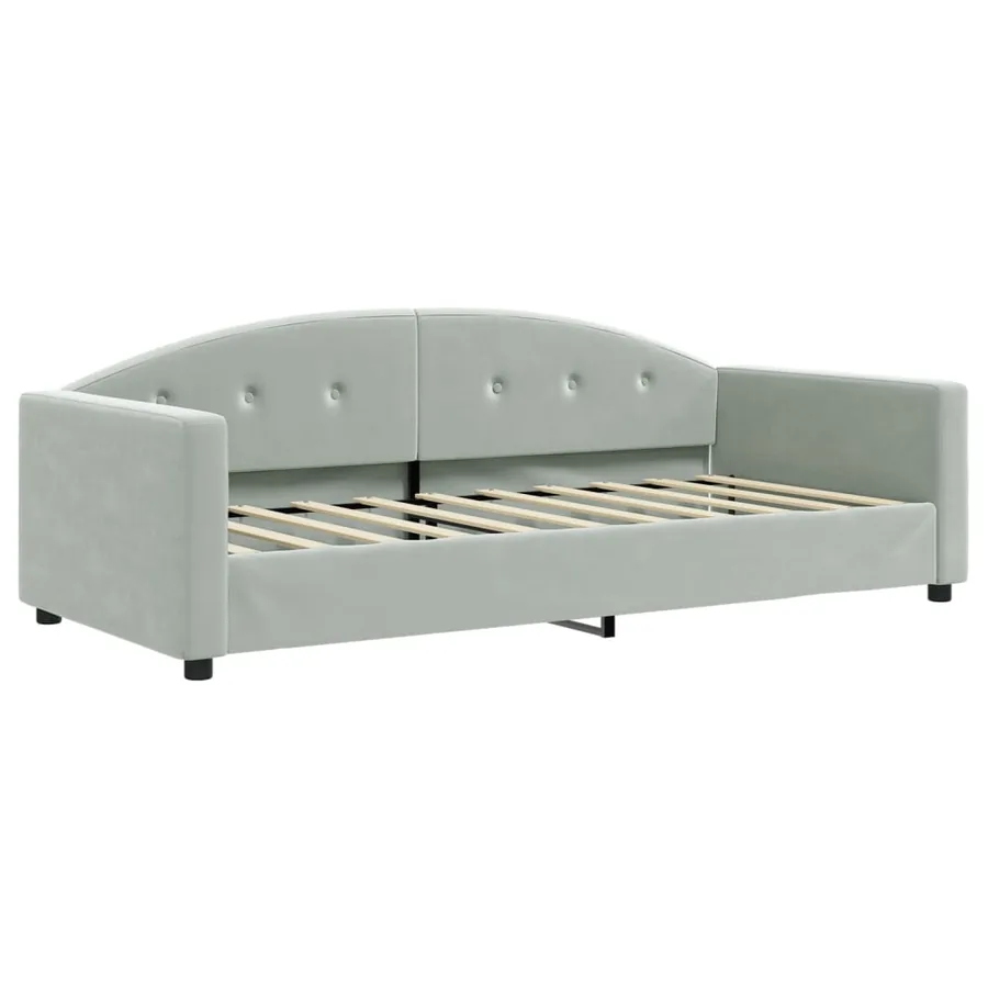Lit de jour avec matelas gris clair 90x190 cm velours - 3