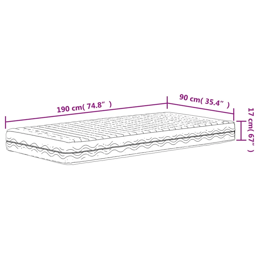 Matelas en mousse blanc 90x190 cm dureté H2 H3 - 9