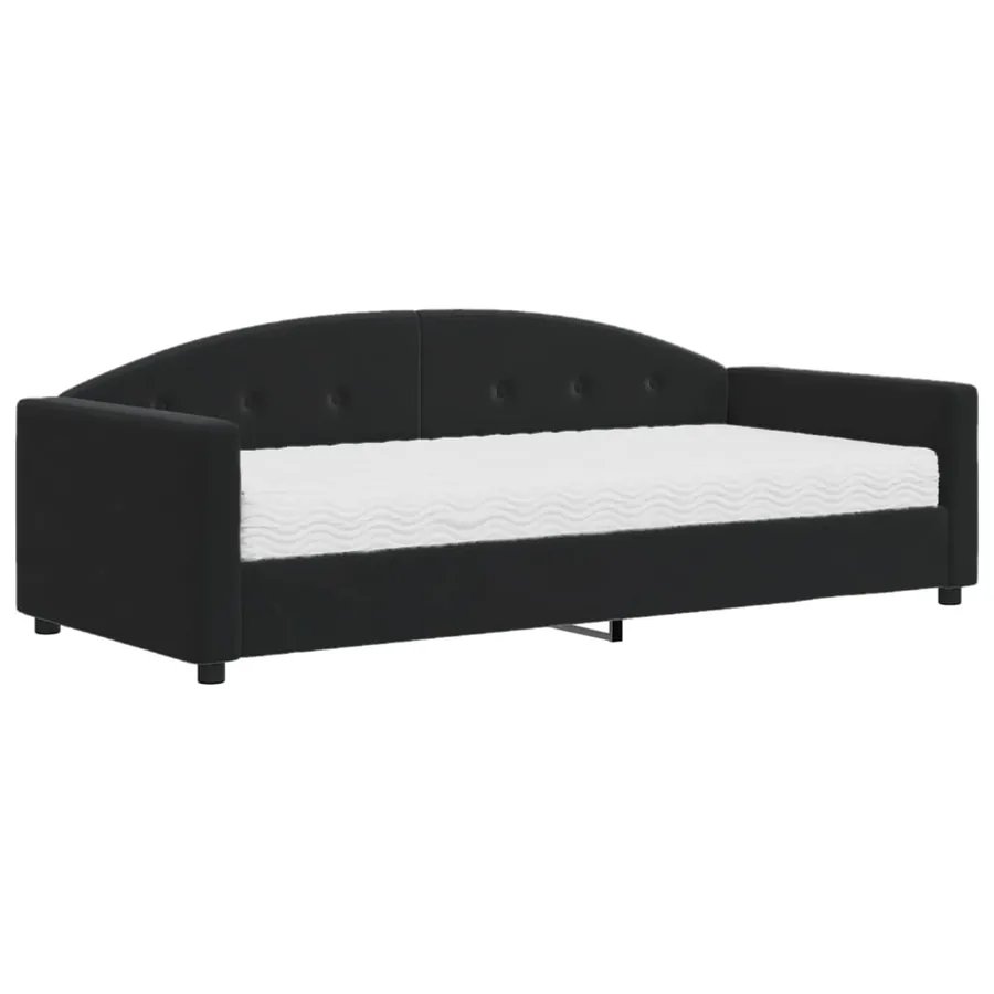 Lit de jour avec matelas noir 90x190 cm velours - 2