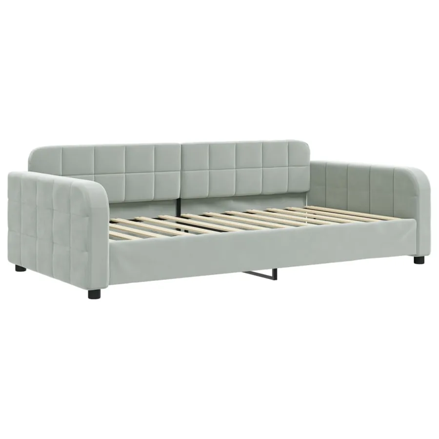 Lit de jour avec matelas gris clair 100x200 cm velours - 3