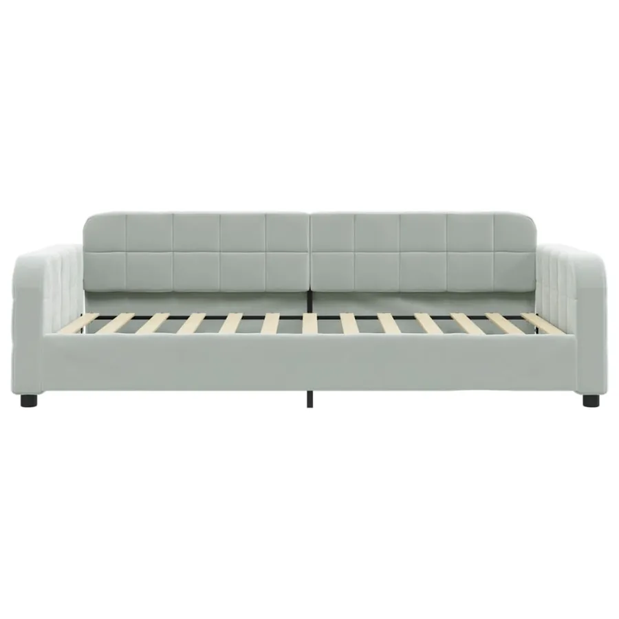 Lit de jour avec matelas gris clair 100x200 cm velours - 4