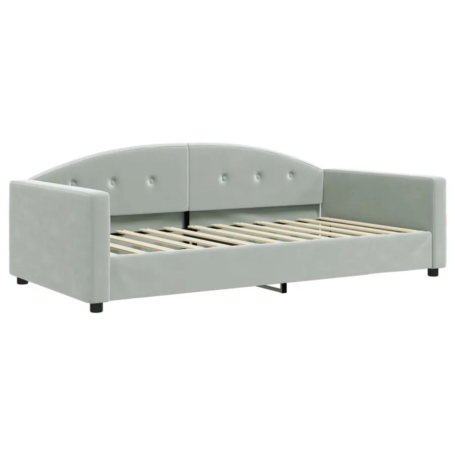 Lit de jour avec matelas gris clair 100x200 cm velours - 3