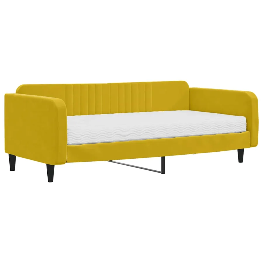 Lit de jour avec matelas jaune 100x200 cm velours - 2