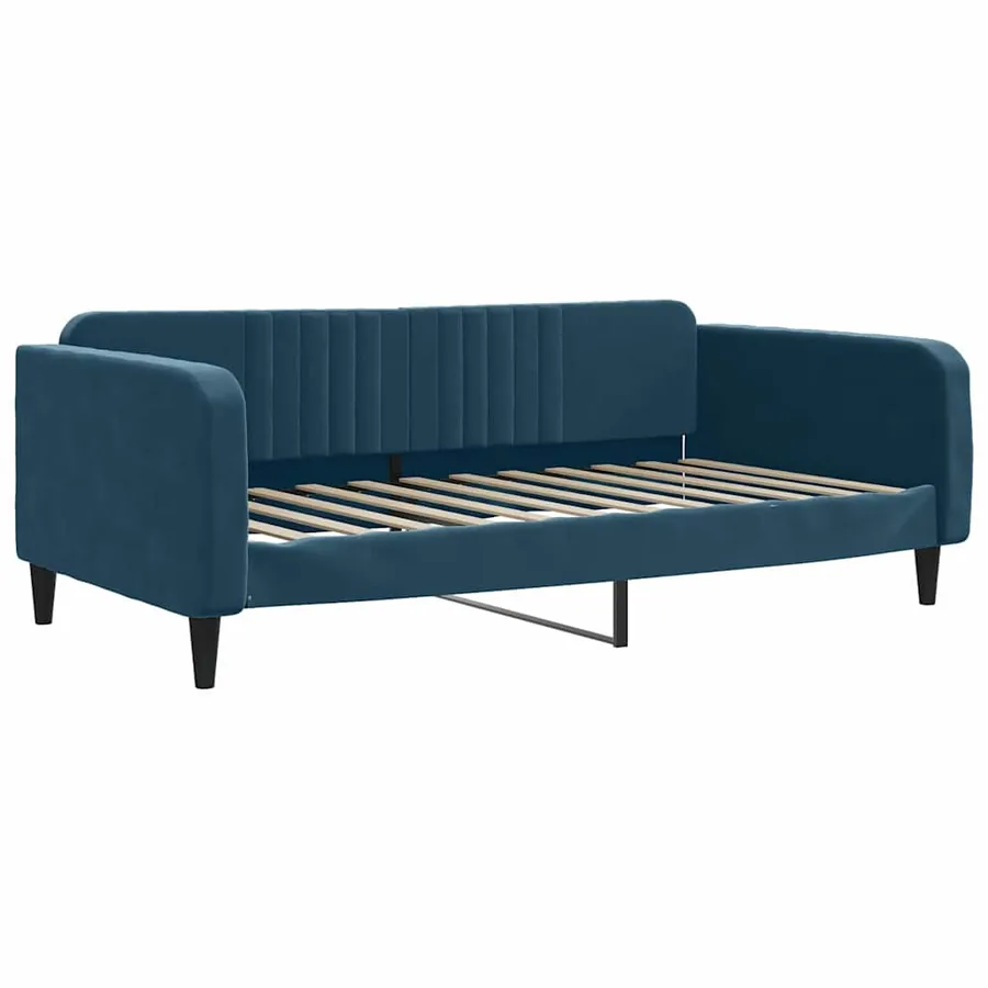 Lit de jour avec matelas bleu 100x200 cm velours - 3