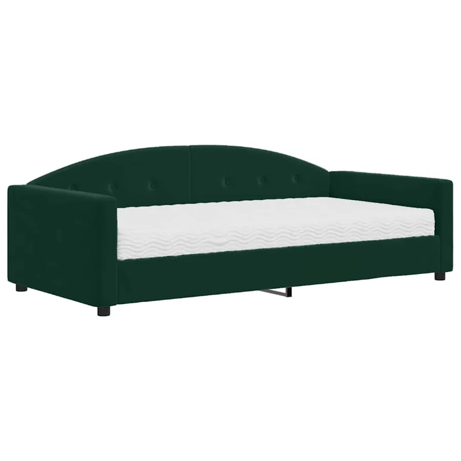 Lit de jour avec matelas vert foncé 100x200 cm velours - 2