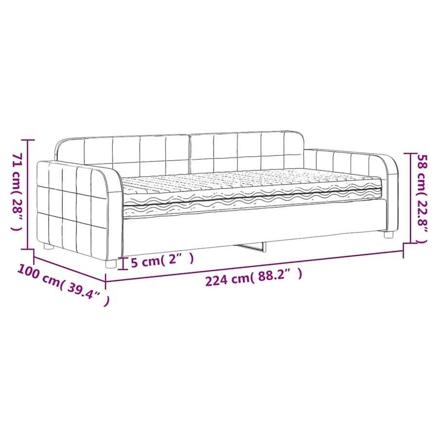 Lit de jour avec matelas jaune 90x200 cm velours - 12