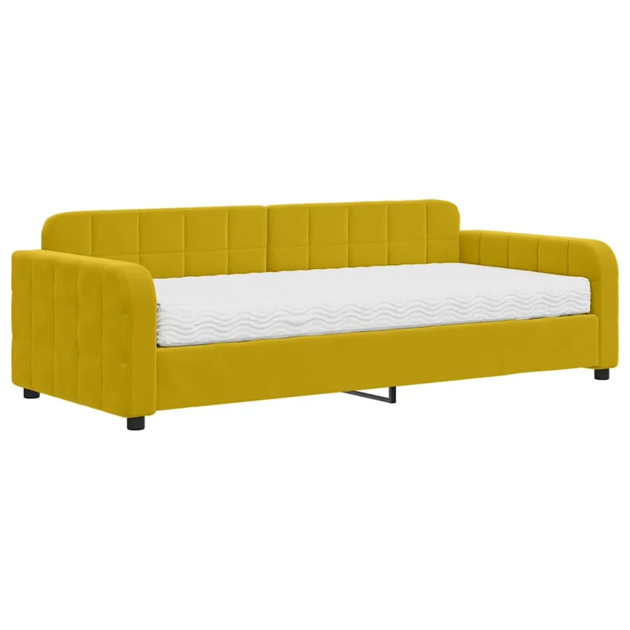 Lit de jour avec matelas jaune 90x200 cm velours - 2