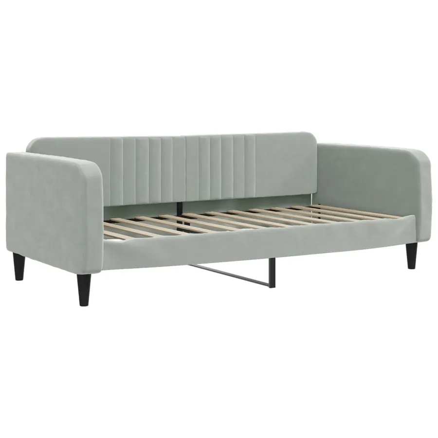 Lit de jour avec matelas gris clair 90x200 cm velours - 3