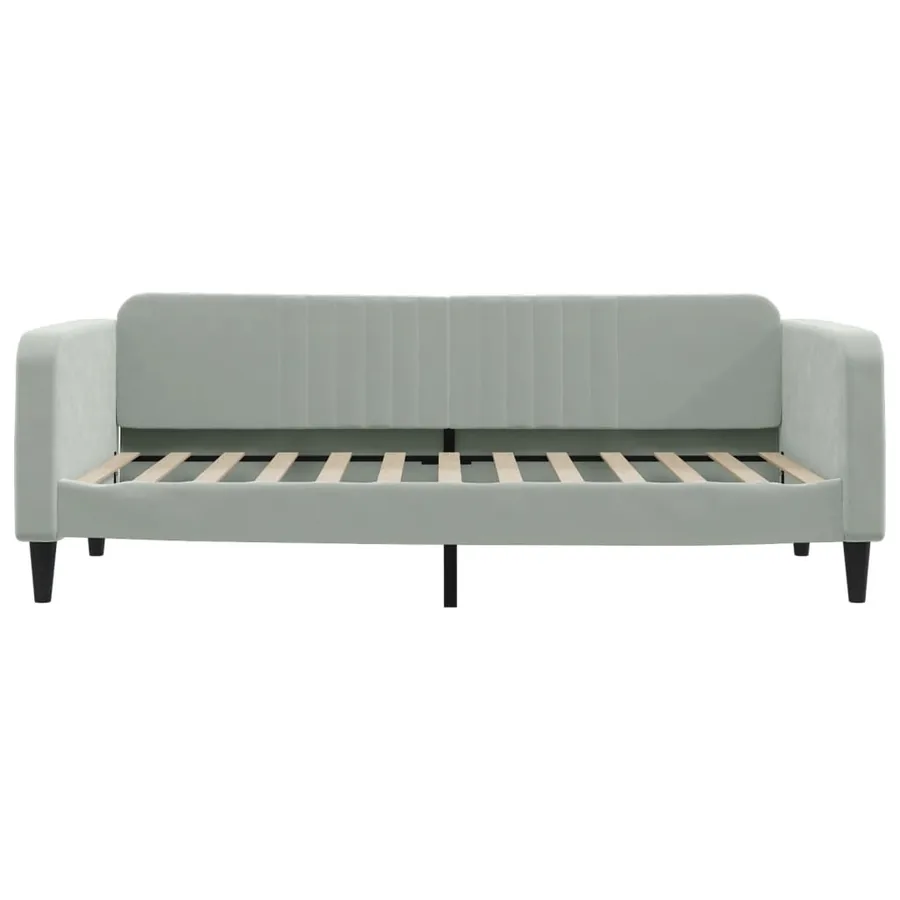 Lit de jour avec matelas gris clair 90x200 cm velours - 4
