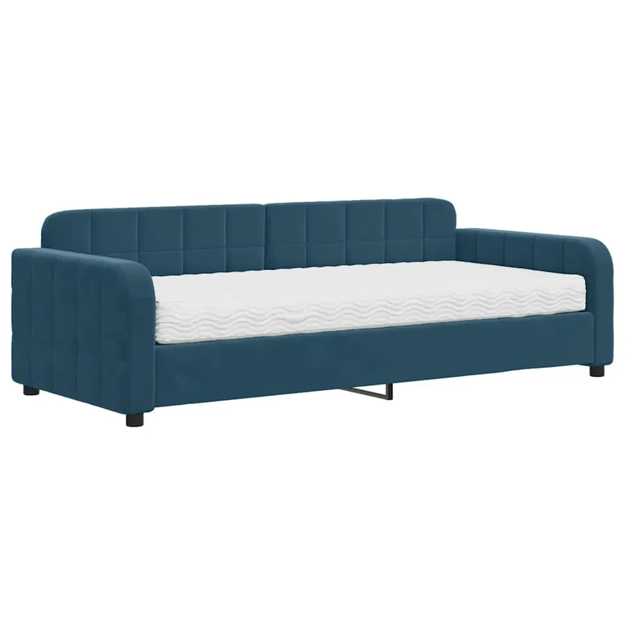 Lit de jour avec matelas bleu 90x200 cm velours - 2