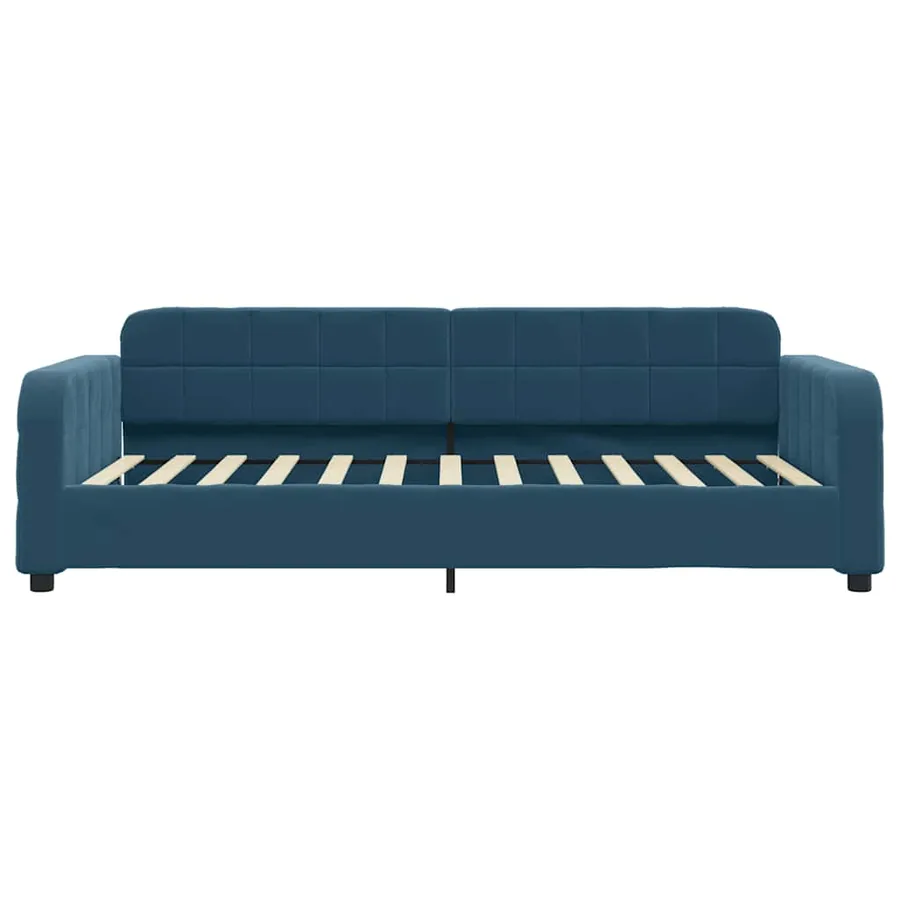 Lit de jour avec matelas bleu 90x200 cm velours - 4