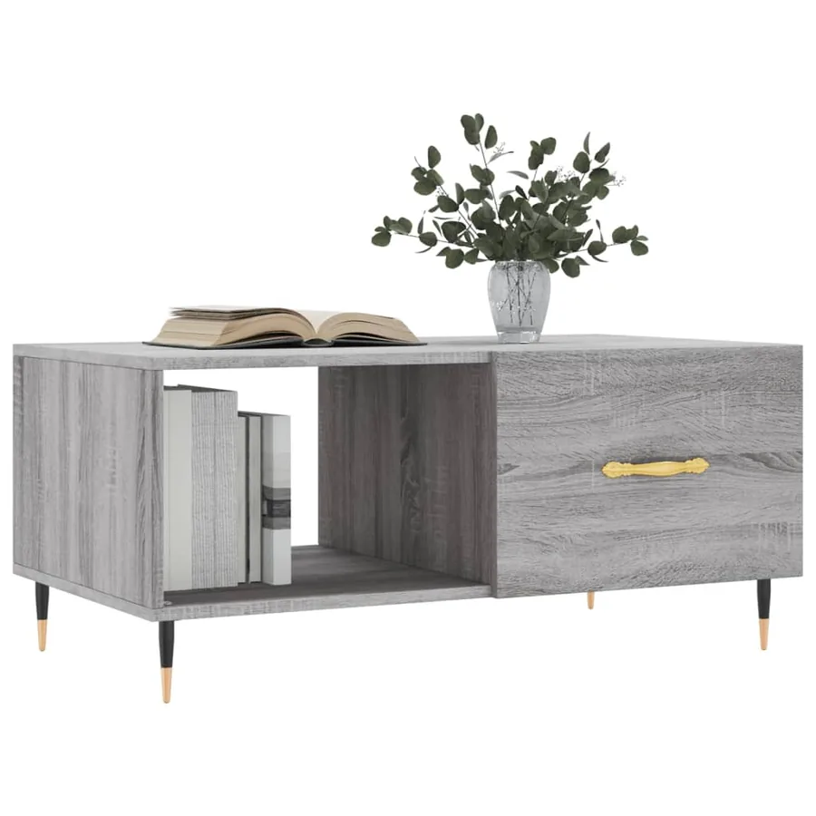 Table basse sonoma gris 90x50x40 cm bois d'ingénierie - 3
