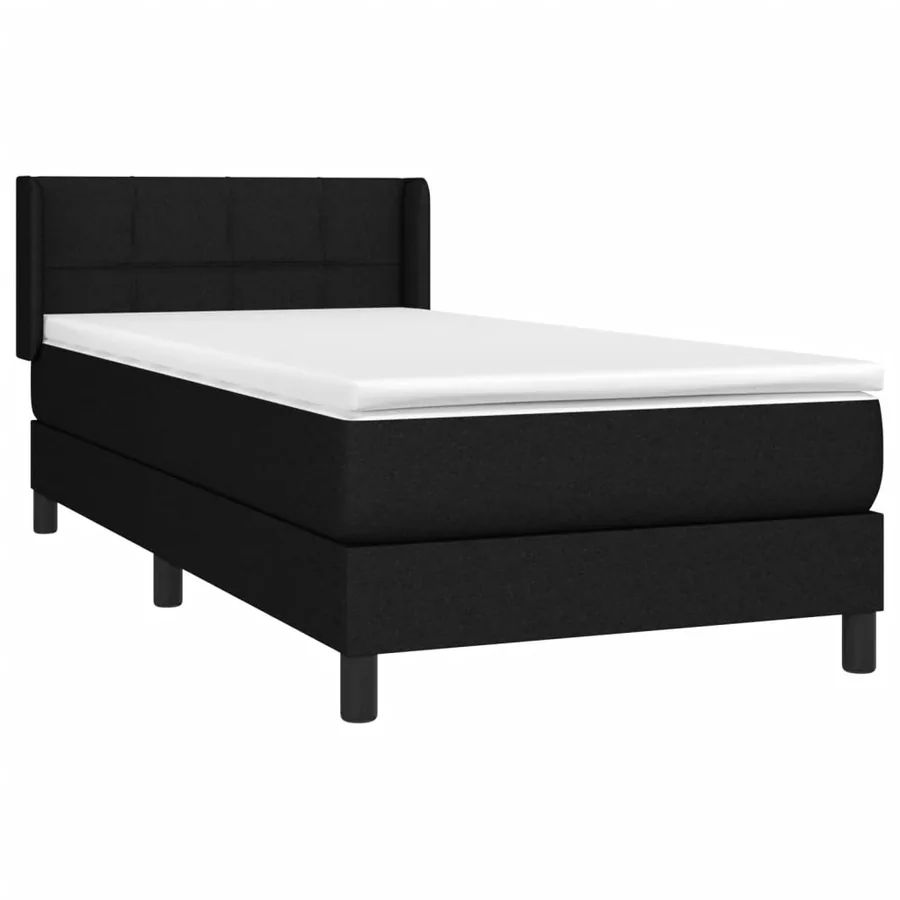 Sommier à lattes de lit avec matelas Noir 90x190 cm Tissu - 3