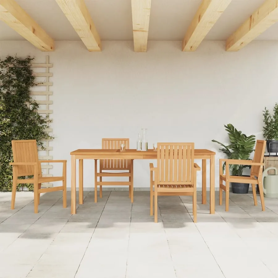 Ensemble à manger de jardin 5pcs Bois de teck massif