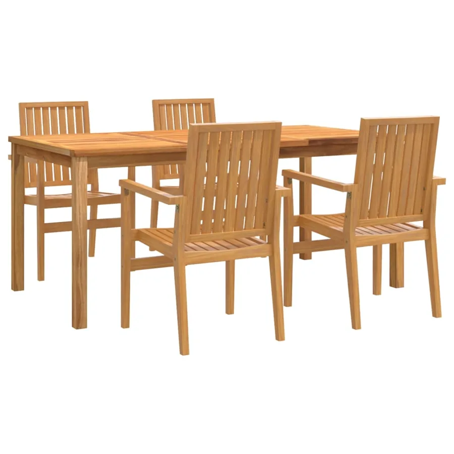Ensemble à manger de jardin 5pcs Bois de teck massif - 2