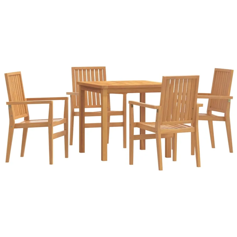 Ensemble à manger de jardin 5pcs Bois de teck massif - 2