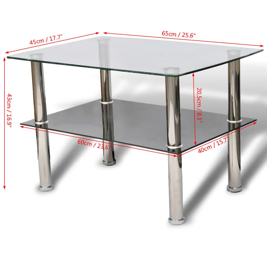 Table basse avec 2 étagères Verre - 5