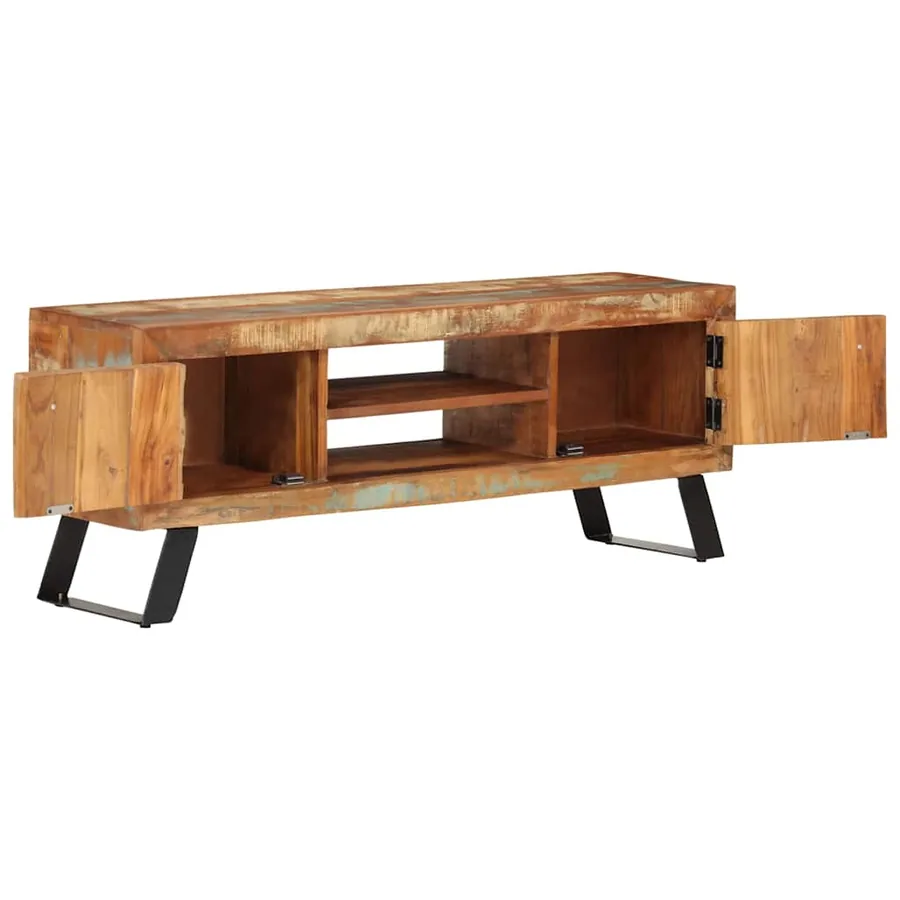 Meuble TV 112x30x45 cm bois massif de récupération - 3