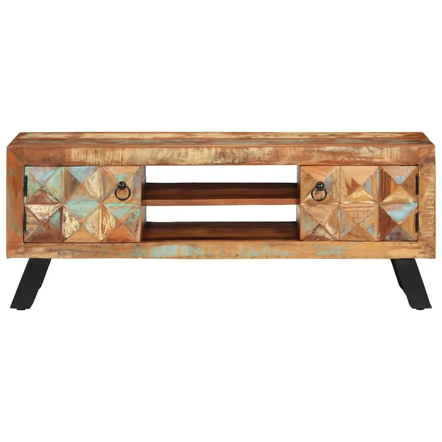 Meuble TV 112x30x45 cm bois massif de récupération - 4