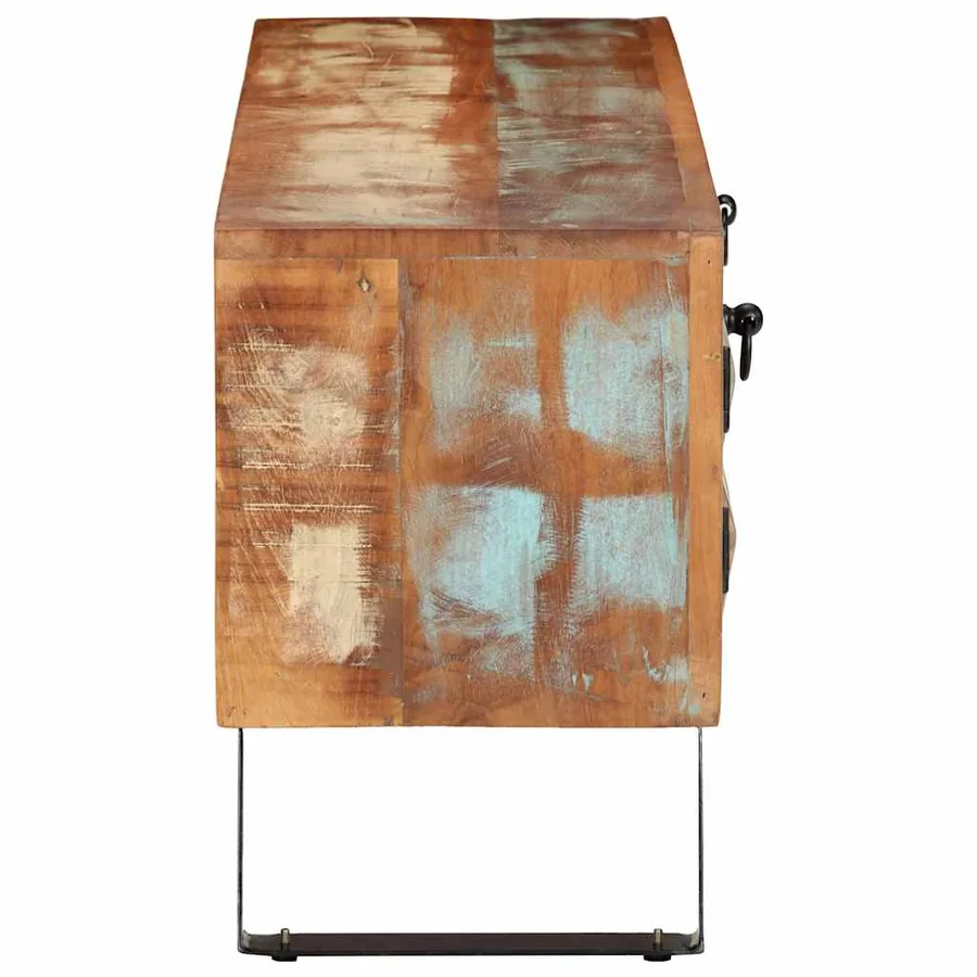 Meuble TV 112x30x45 cm bois massif de récupération - 5
