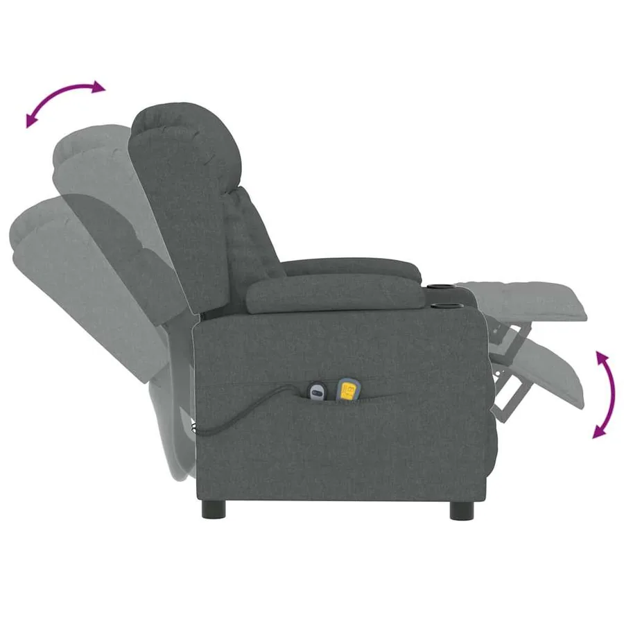 Fauteuil électrique de massage Gris foncé Tissu - 7