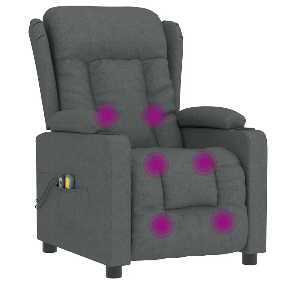 Fauteuil électrique de massage Gris foncé Tissu - 8