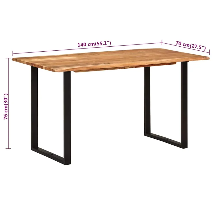 Table de salle à manger 140x70x76 cm Bois d'acacia solide - 8