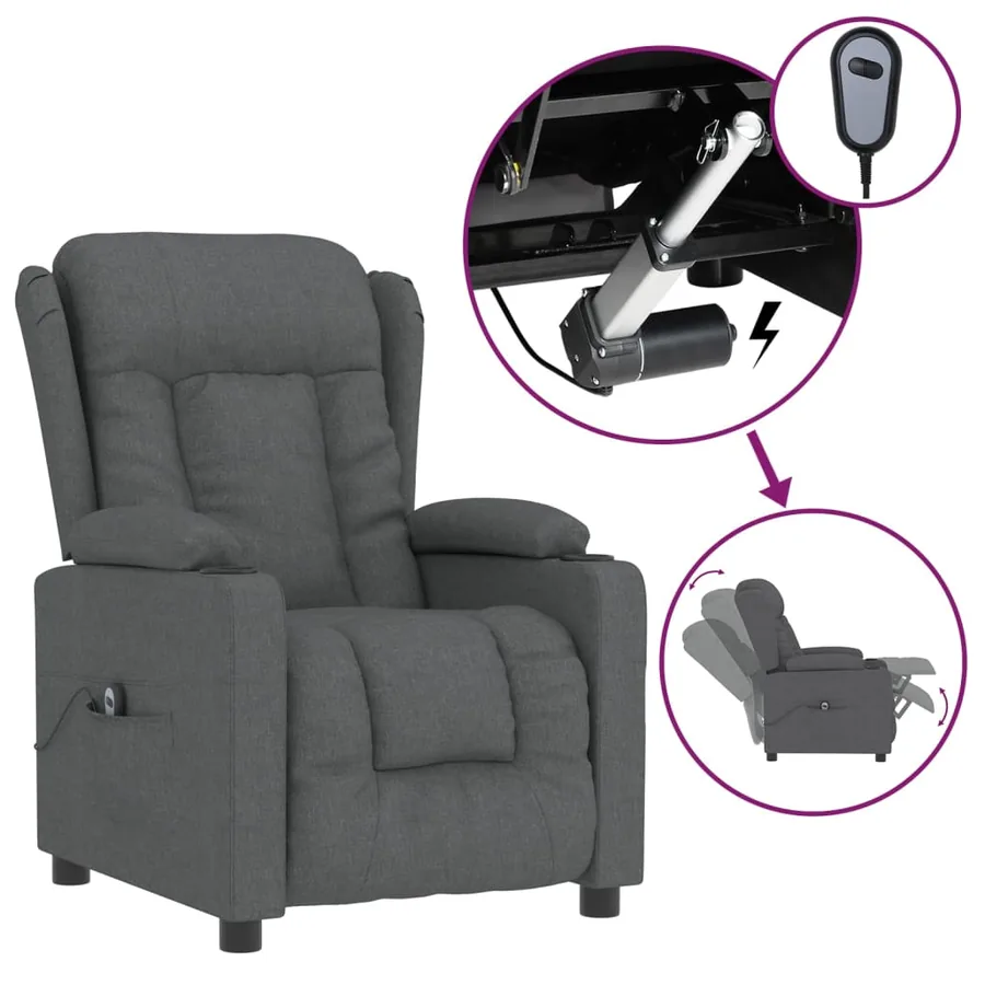 Fauteuil inclinable électrique Gris foncé Tissu - 2