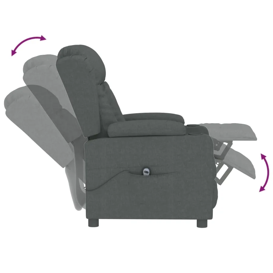 Fauteuil inclinable électrique Gris foncé Tissu - 7